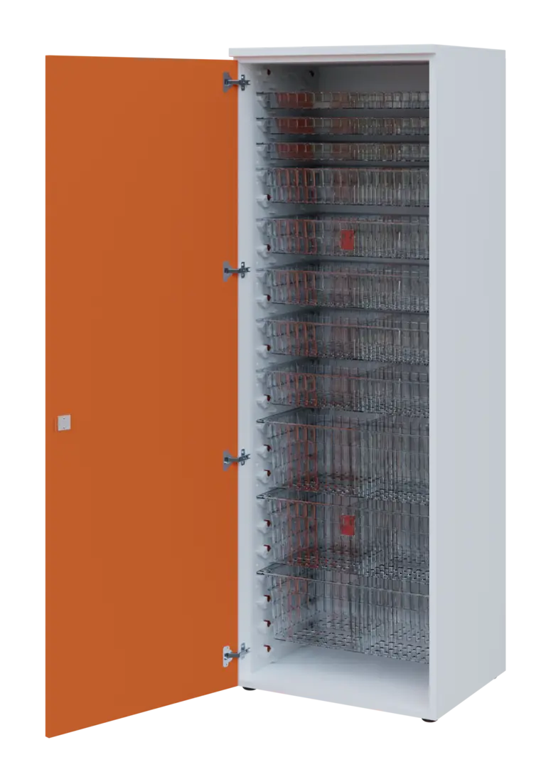 EUROMEDICA D - 66 TRANSPARENT skříň léková boxová, 1-dveřová, levá, 1950x660x535, korpus bílý, dvířk